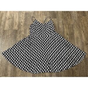 Old Navy CAMI Womens Size X Large Black White Spaghetti Strap Shirred Dress